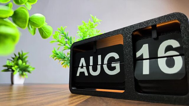 Retro flip calendar changing date from august 15 to august 16. Roller Coaster Day