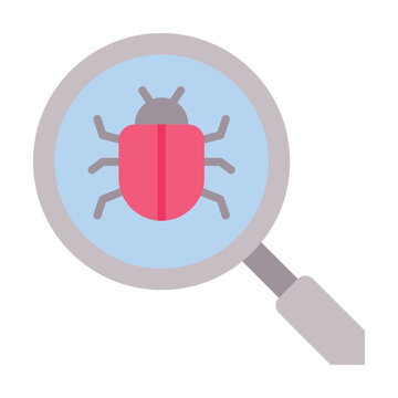 Magnifying Glass Bug Detection Icon, 