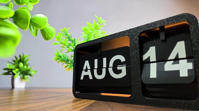 Retro flip calendar changing date from august 13 to august 14. Pakistan Independence Day