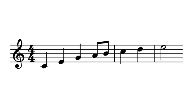 Musical notes on sheet music background.
