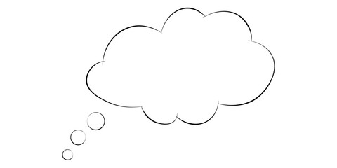 Think bubble isolated on white background. Trendy think bubble in flat style. Modern template for social network and label. Creative thought balloon. Cloud line art, vector  © Risal