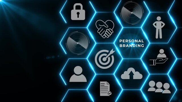 Personal branding concept. Creating and promoting a unique identity, image and reputation. Businessman building a strong personal brand for increasing opportunities, recognition and business success