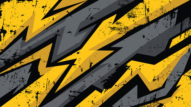 Abstract yellow and black zigzag lightning bolt pattern design.