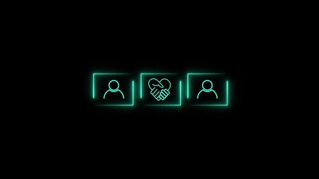 Empathy in leadership concept. neon symbolizing empathy and partnership among blocks representing individuals, emotional intelligence and trust in workplace leadership and team collaboration.