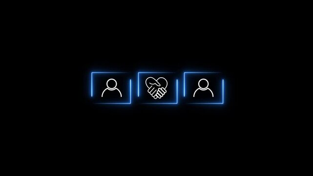 Empathy in leadership concept. neon symbolizing empathy and partnership among blocks representing individuals, emotional intelligence and trust in workplace leadership and team collaboration.