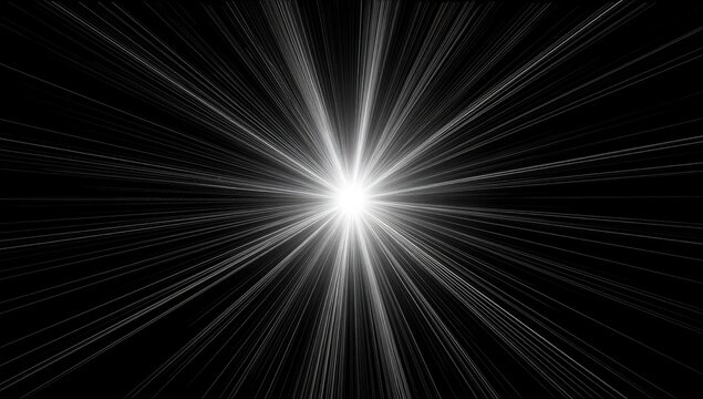 Radiant starburst emanating bright white light against a dark, void background