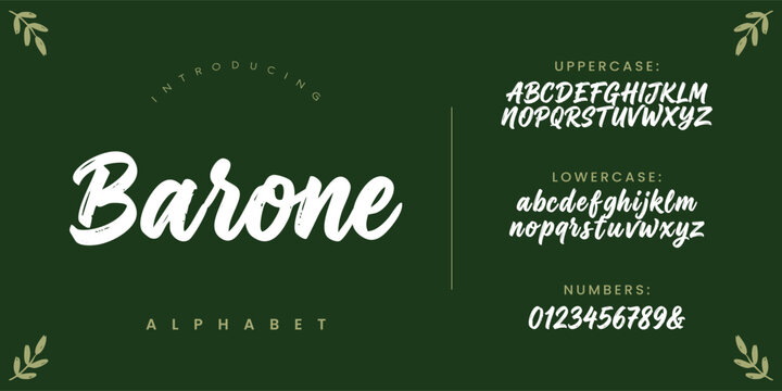 Barone font natural handwritten script typeface for elegant organic and wellness brand visual identity