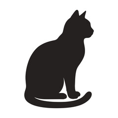 Black cat silhouette, feline icon, pet symbol, animal shape isolated on White Background silhouette © AMRakatuzzaman