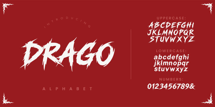 Drago Intense Brush Alphabet Font Aggressive Scribble Typography for Action Sports and Branding