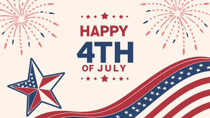 American Independence Day greeting with red, white, and blue theme. © Rahim