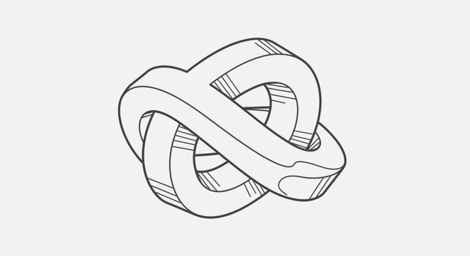 Abstract geometric knot, line art illustration