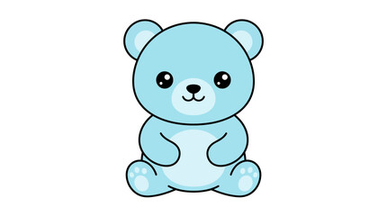 Cute blue teddy bear cartoon illustration © Bakso