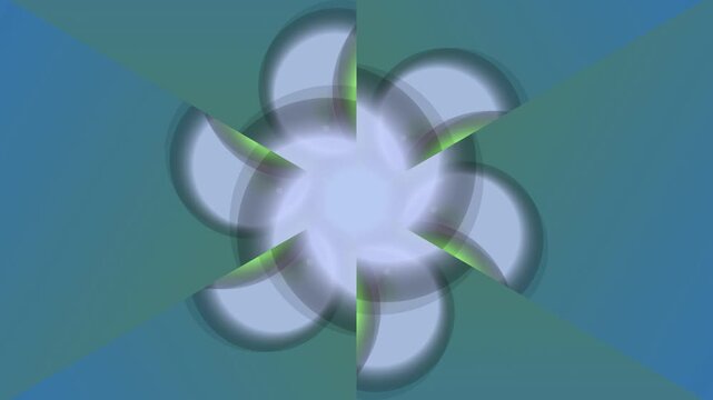 Abstract blue flower icon rotating on blue background digital graphic. 4K Video