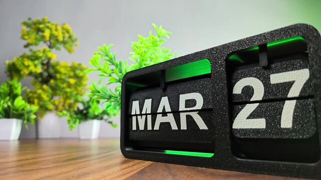 Retro flip calendar changing date from march 26 to march 27. National Safety Day