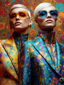 Psychedelic Retro Fashion Duo &ndash; Generative AI &ndash; no real persons