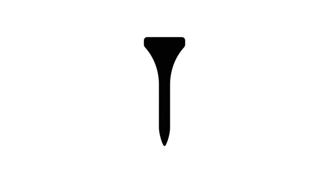 Black golf tee icon on white background