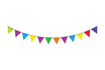 Obraz premium Colorful Pennant Flag Garland Decoration for Party Celebration Vector Illustration