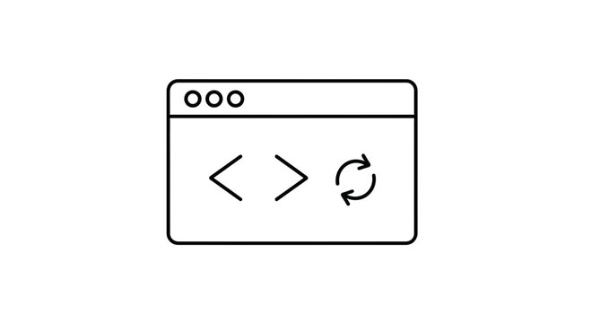 Web Development Concept: Browser Window with Code Tags and Refresh Icon