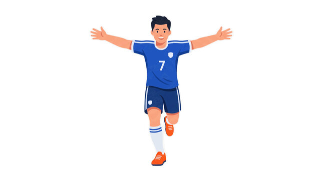Jogador de futebol comemorando gol com bra&ccedil;os abertos em estilo flat 2026 soccer world championship tournament