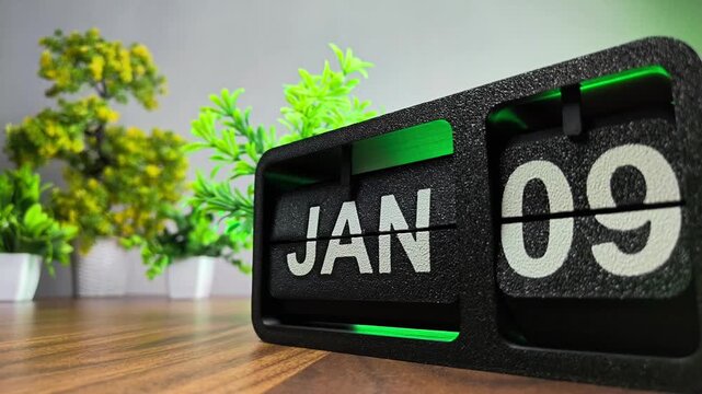 Retro flip calendar changing date from january 08 to january 09. Pravasi Bharatiya Divas