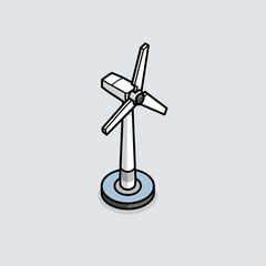 Obraz premium Flat design isometric illustration of a wind turbine