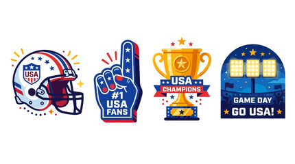 Naklejka premium American football team icons and symbols displayed on a day