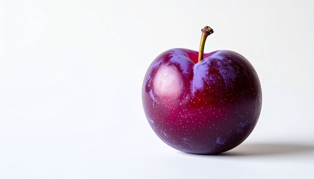 Fresh Plum on White Background.