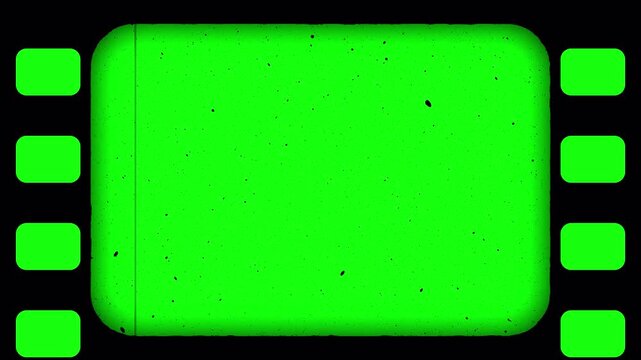 Aged Celluloid Border Chromakey Green Screen for Retro Montage with Authentic Dust Scratches and Perforation Aesthetic 4k video animation seamless loop