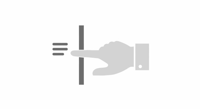 Minimalist vector icon representing a hand swiping or dragging a vertical slider bar menu.