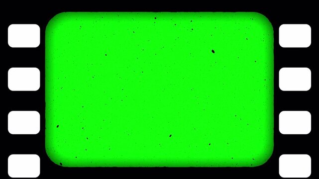 Analog Sprocket Overlay Featuring Chromakey Center and Authentic Gritty Texture for Retro Cinema Style 4k video animation seamless loop