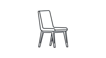 Fototapeta premium Minimalist Black Line Art Chair Illustration Vector Isolated on White Background