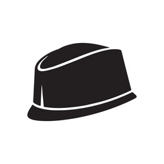 Fototapeta premium Black Graphic Illustration of a Simple Traditional Peaked Cap Hat