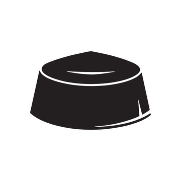 Minimalist Black Icon Depicting A Traditional Islamic Prayer Cap