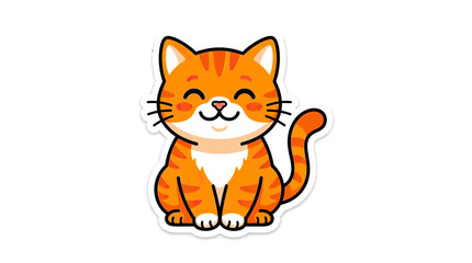 Fototapeta premium Cute Orange Tabby Cat Cartoon Character Sticker