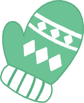 Cute green winter mitten glove illustration