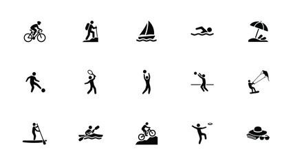 Fototapeta premium Modern flat icons depicting diverse outdoor sports activities for fitness