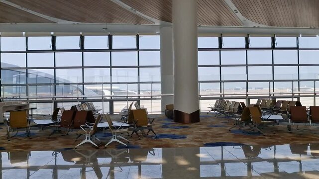 Empty Airport Departure Gates, Brand New Terminal at Baiyun International Airport in Guangzhou, China