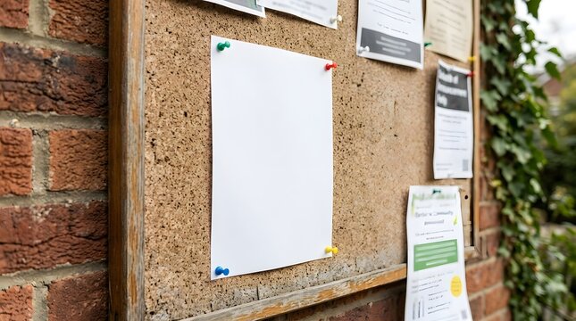 Blank White Paper Pinned on Cork Bulletin Board