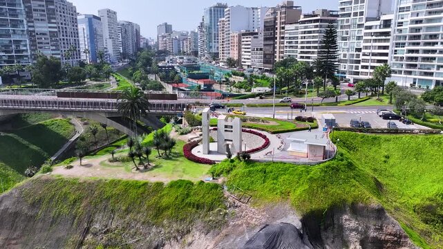 Intihuatana Sculpture In Miraflores In Lima Peru. Beach Landscape. Downtown District. Travel Destination. Intihuatana Sculpture In Miraflores In Lima Peru. Nature Park. Miraflores Neighborhood.