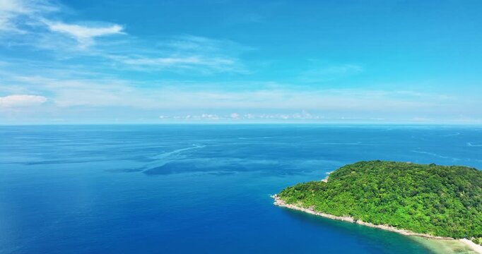 Beautiful Sea in summer season white clouds and blue sky footage from drone