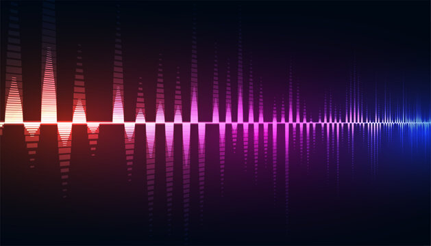audio sound frequency background with glowing neon effect