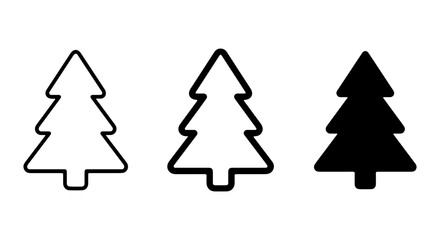 Fototapeta premium Christmas Tree Icons, Simple Evergreen Vector Graphics, Holiday Season Silhouette Set