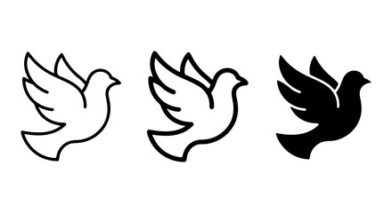 Obraz premium Peace Dove Icons, Simple Flying Bird Vector Graphics, Freedom Symbol Silhouettes