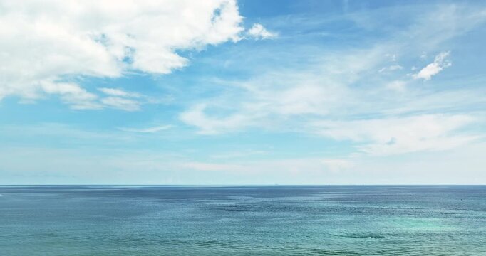 Beautiful Sea in summer season white clouds and blue sky footage from drone