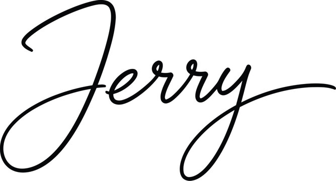 Jerry name is written in an elegant black script font against a clean white background area.