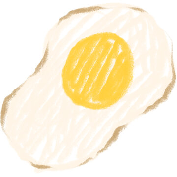 Simple crayon doodle of a fried egg breakfast illustration