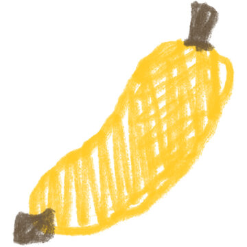 Cute yellow banana drawing in textured crayon style