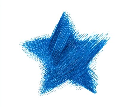 Blue Star Illustration - A Textured, Hand-Drawn Artistic Element on White.