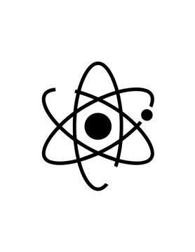 Simple black line atom symbol.