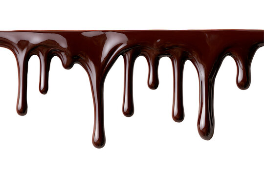 Chocolate dripping down from a surface isolated on transparent background